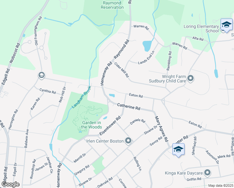 map of restaurants, bars, coffee shops, grocery stores, and more near 182 Eaton Road in Framingham