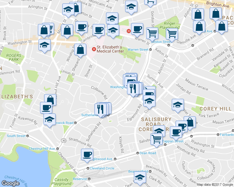 map of restaurants, bars, coffee shops, grocery stores, and more near 11 Ransom Road in Boston