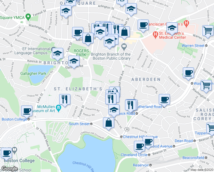 map of restaurants, bars, coffee shops, grocery stores, and more near 10 Portina Road in Boston