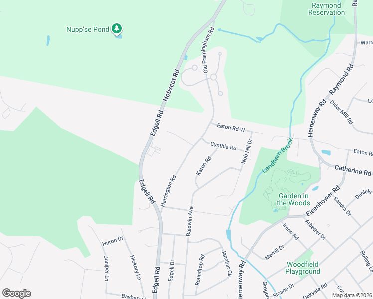 map of restaurants, bars, coffee shops, grocery stores, and more near 60 Harrington Road in Framingham