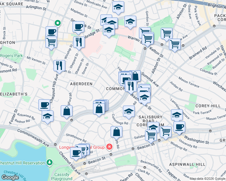 map of restaurants, bars, coffee shops, grocery stores, and more near 11 Ransom Road in Boston