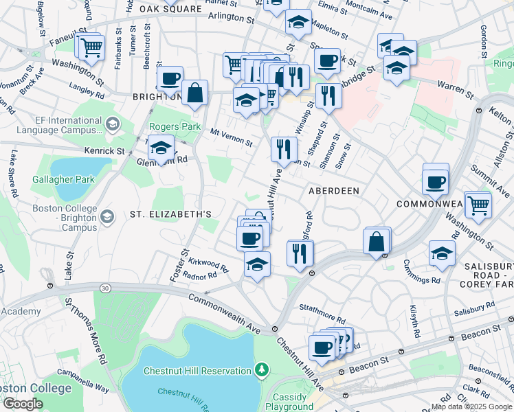 map of restaurants, bars, coffee shops, grocery stores, and more near 4 Wiltshire Road in Boston