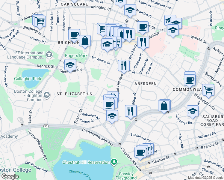 map of restaurants, bars, coffee shops, grocery stores, and more near 4 Wiltshire Road in Boston