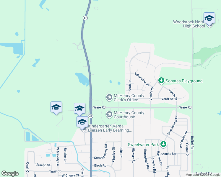 map of restaurants, bars, coffee shops, grocery stores, and more near in Woodstock