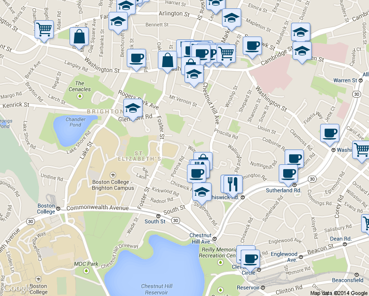 map of restaurants, bars, coffee shops, grocery stores, and more near 10 Portina Road in Boston