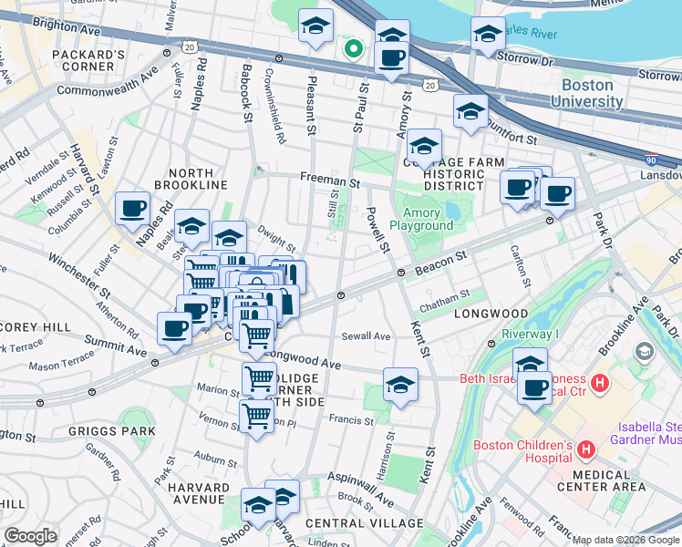 map of restaurants, bars, coffee shops, grocery stores, and more near in 