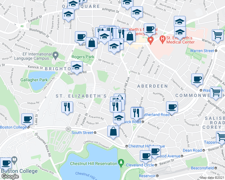 map of restaurants, bars, coffee shops, grocery stores, and more near 10 Portina Road in Boston