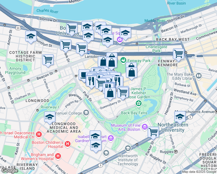 map of restaurants, bars, coffee shops, grocery stores, and more near 3 Private Alley 932 in Boston