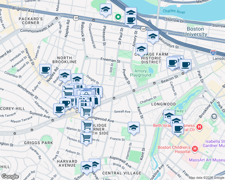 map of restaurants, bars, coffee shops, grocery stores, and more near in 