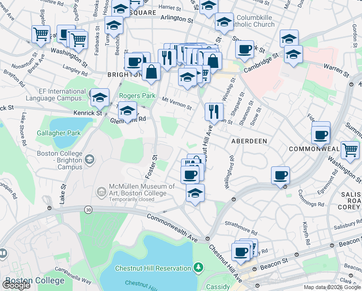 map of restaurants, bars, coffee shops, grocery stores, and more near 41 Wiltshire Road in Boston