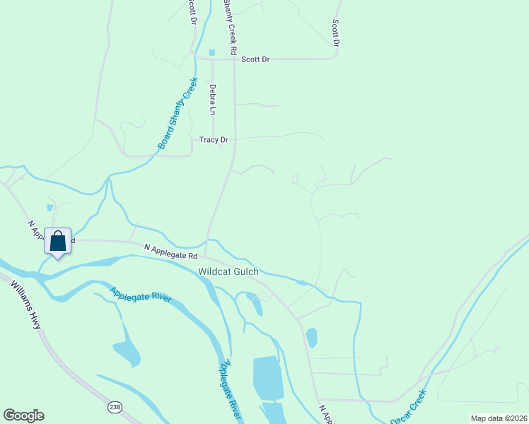 map of restaurants, bars, coffee shops, grocery stores, and more near 351 Board Shanty Creek Road in Grants Pass