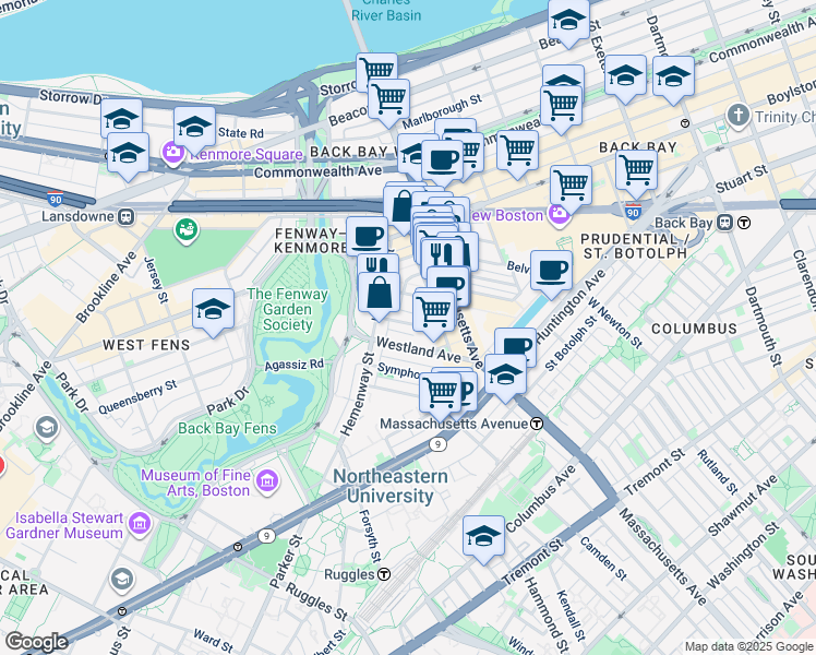 map of restaurants, bars, coffee shops, grocery stores, and more near 39 Edgerly Road in Boston