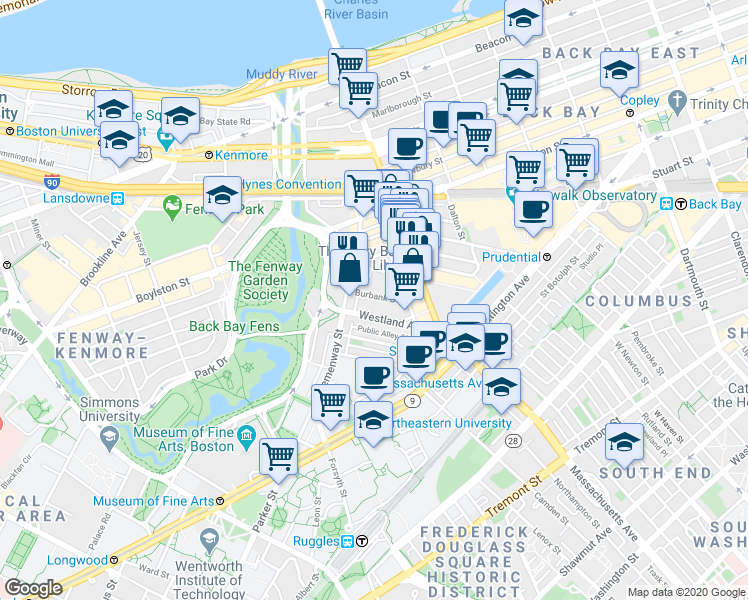 map of restaurants, bars, coffee shops, grocery stores, and more near 39 Edgerly Road in Boston