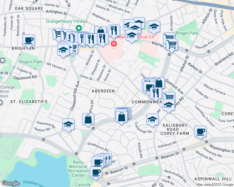 map of restaurants, bars, coffee shops, grocery stores, and more near 15 Union Street in Boston