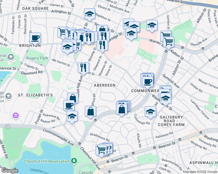 map of restaurants, bars, coffee shops, grocery stores, and more near in Boston