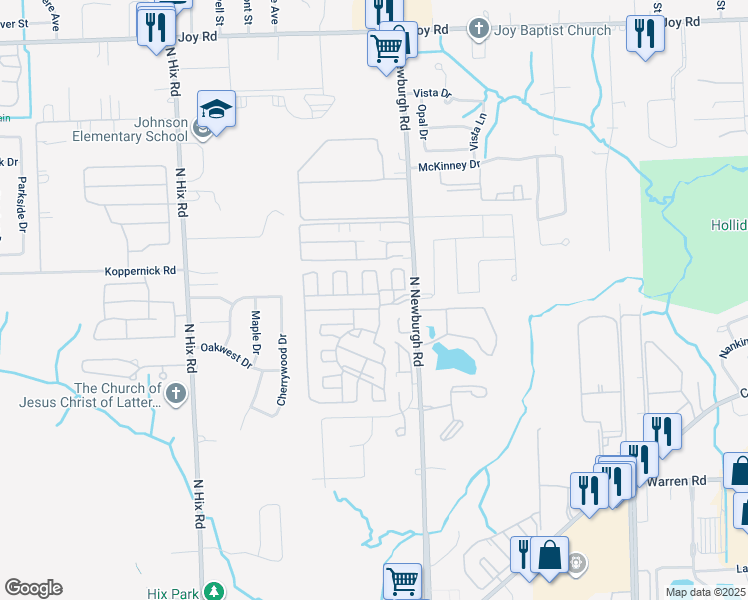 map of restaurants, bars, coffee shops, grocery stores, and more near 37410 Fountain Park Circle in Westland