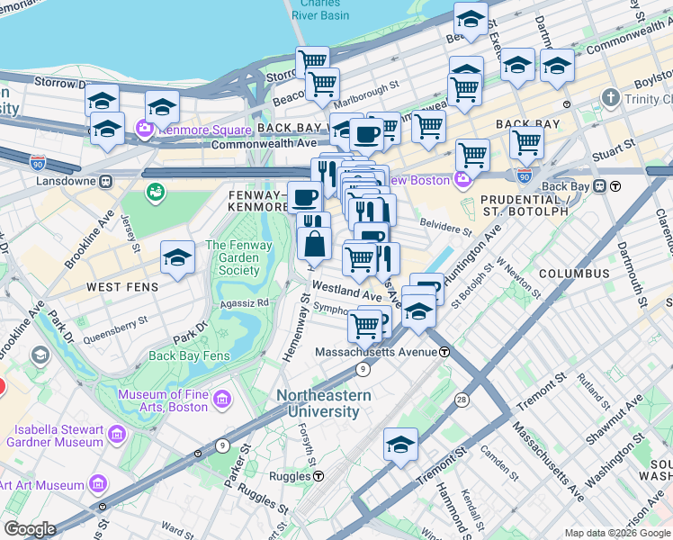 map of restaurants, bars, coffee shops, grocery stores, and more near 39 Edgerly Road in Boston