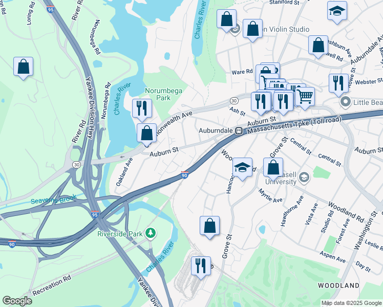 map of restaurants, bars, coffee shops, grocery stores, and more near in Newton