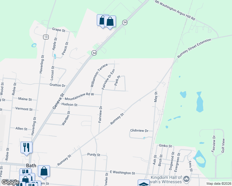 map of restaurants, bars, coffee shops, grocery stores, and more near 13 Mountview Road East in Bath