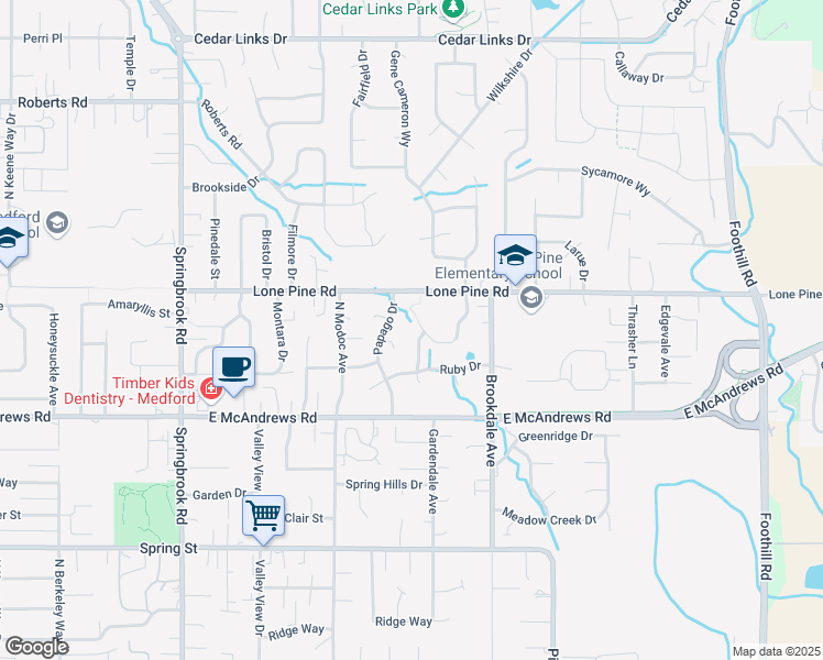 map of restaurants, bars, coffee shops, grocery stores, and more near 1515 Inverness Drive in Medford