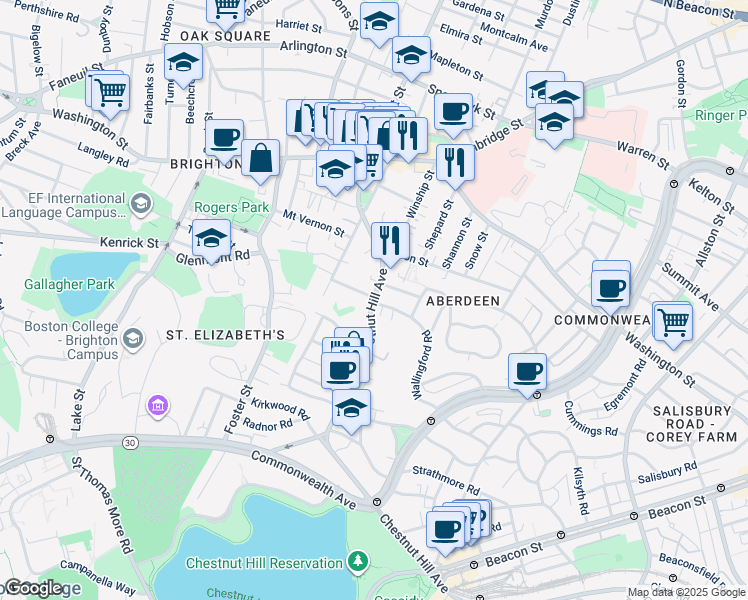 map of restaurants, bars, coffee shops, grocery stores, and more near 17 William Jackson Avenue in Boston