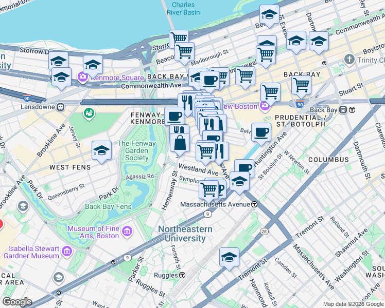 map of restaurants, bars, coffee shops, grocery stores, and more near 39 Edgerly Road in Boston