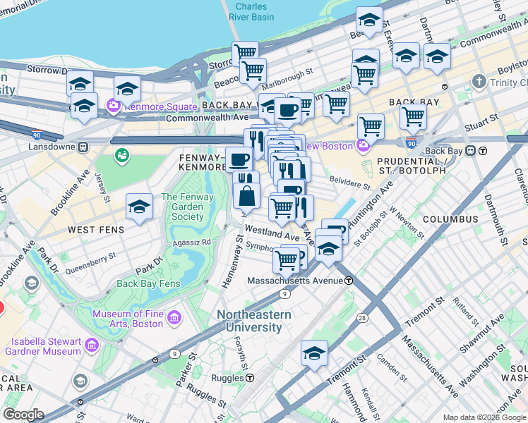 map of restaurants, bars, coffee shops, grocery stores, and more near 39 Edgerly Road in Boston