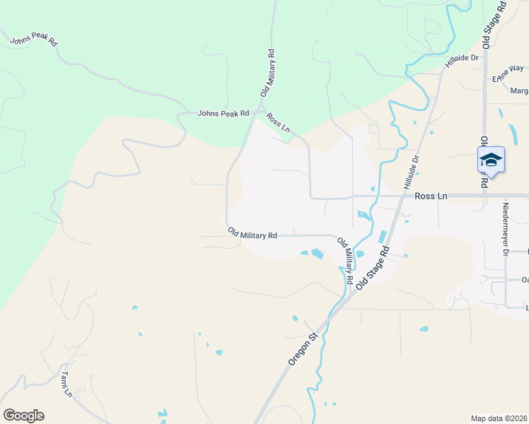 map of restaurants, bars, coffee shops, grocery stores, and more near 1888 Old Military Road in Central Point