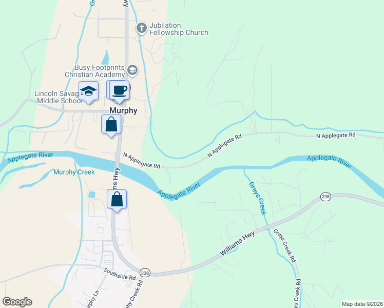 map of restaurants, bars, coffee shops, grocery stores, and more near 6840 North Applegate Road in Grants Pass