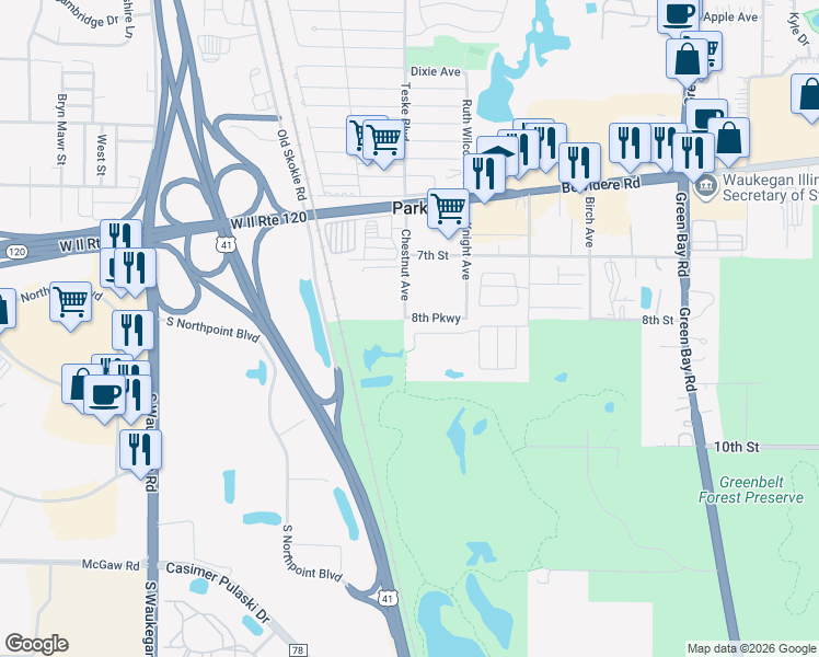 map of restaurants, bars, coffee shops, grocery stores, and more near 3390 Evergreen Lane in Park City