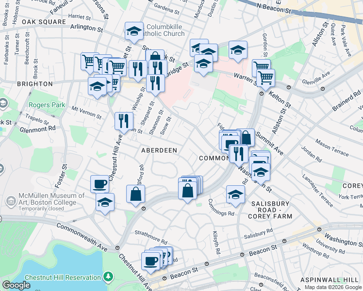 map of restaurants, bars, coffee shops, grocery stores, and more near 15 Union Street in Boston
