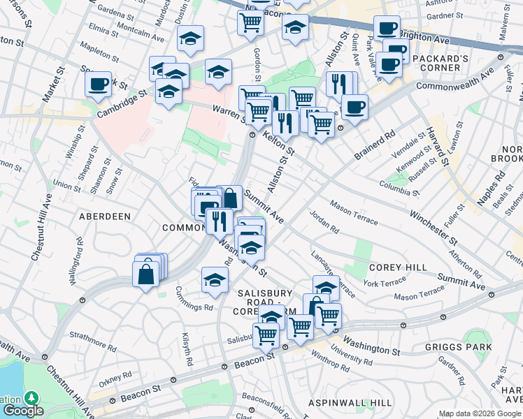 map of restaurants, bars, coffee shops, grocery stores, and more near 15 Carol Avenue in Boston