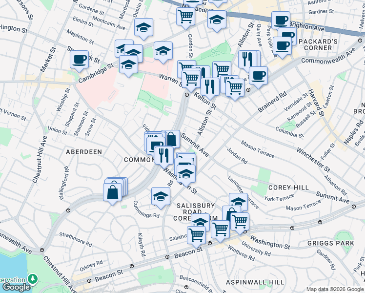 map of restaurants, bars, coffee shops, grocery stores, and more near 15 Carol Avenue in Boston
