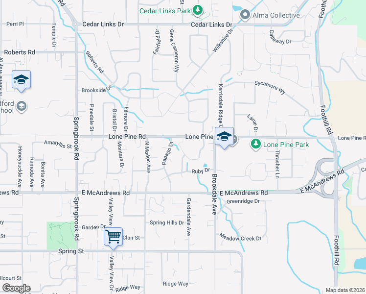 map of restaurants, bars, coffee shops, grocery stores, and more near 1515 Inverness Drive in Medford