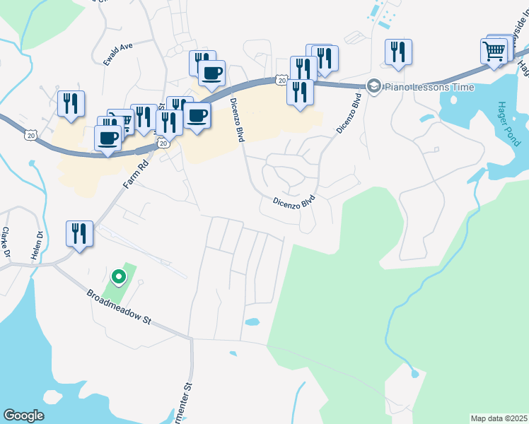 map of restaurants, bars, coffee shops, grocery stores, and more near 37 Azalea Lane in Marlborough