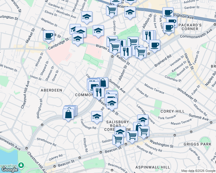 map of restaurants, bars, coffee shops, grocery stores, and more near 4 Carol Avenue in Boston