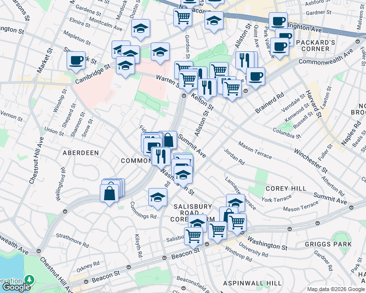 map of restaurants, bars, coffee shops, grocery stores, and more near 15 Carol Avenue in Boston