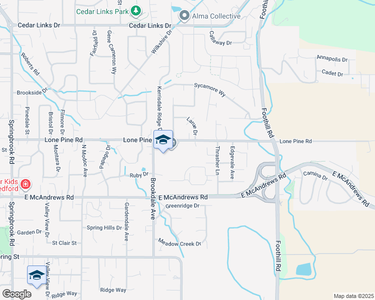 map of restaurants, bars, coffee shops, grocery stores, and more near 3248 Lone Pine Rd in Medford