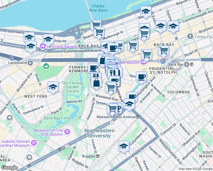 map of restaurants, bars, coffee shops, grocery stores, and more near 39 Edgerly Road in Boston