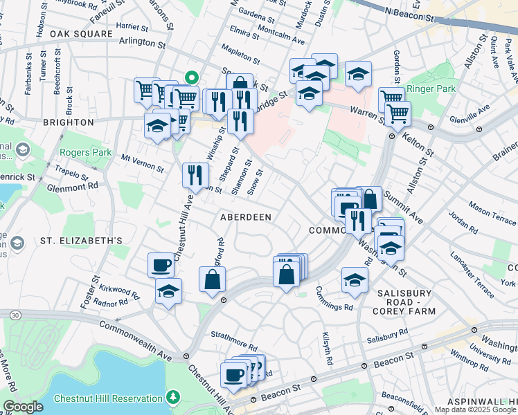 map of restaurants, bars, coffee shops, grocery stores, and more near 15 Union Street in Boston