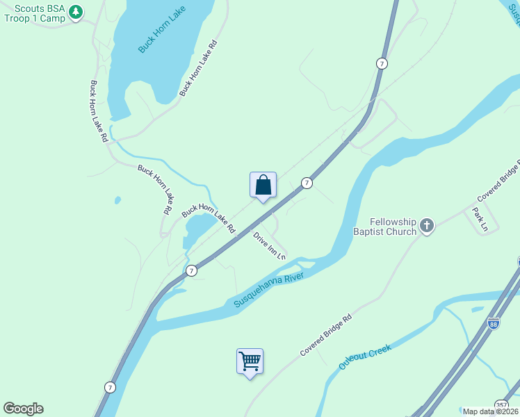 map of restaurants, bars, coffee shops, grocery stores, and more near 1687 New York 7 in Unadilla