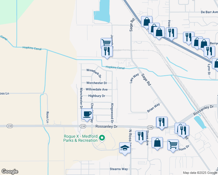 map of restaurants, bars, coffee shops, grocery stores, and more near 926 Willowdale Avenue in Medford