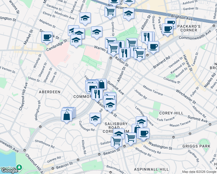 map of restaurants, bars, coffee shops, grocery stores, and more near 7 Carol Avenue in Boston