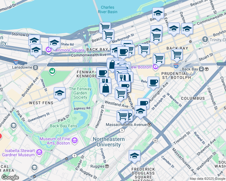 map of restaurants, bars, coffee shops, grocery stores, and more near 39 Edgerly Road in Boston