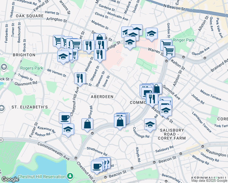 map of restaurants, bars, coffee shops, grocery stores, and more near 15 Union Street in Boston