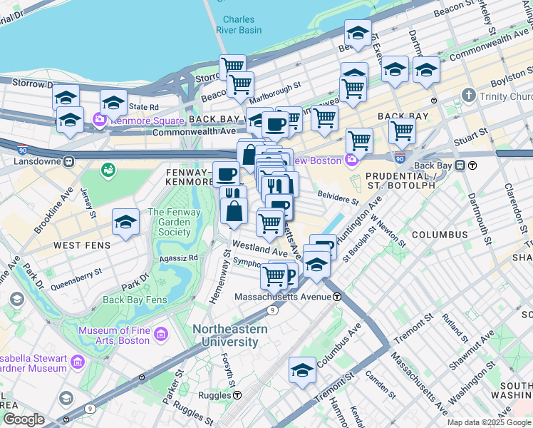 map of restaurants, bars, coffee shops, grocery stores, and more near 39 Edgerly Road in Boston