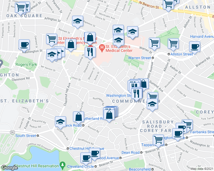 map of restaurants, bars, coffee shops, grocery stores, and more near 15 Union Street in Boston