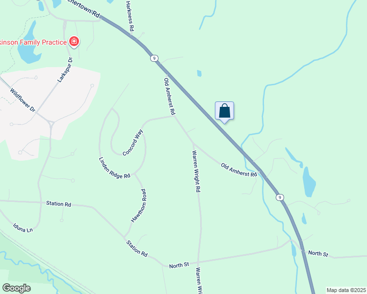 map of restaurants, bars, coffee shops, grocery stores, and more near 645 Warren Wright Road in Belchertown