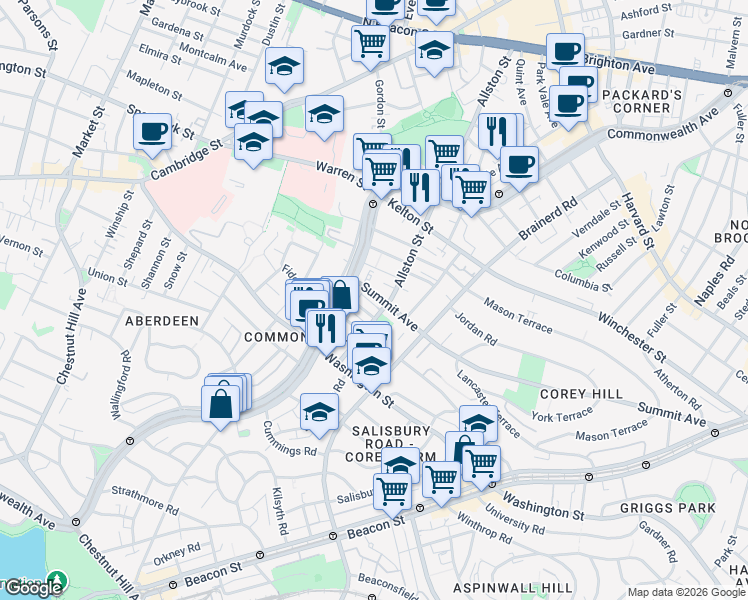 map of restaurants, bars, coffee shops, grocery stores, and more near 15 Carol Avenue in Boston