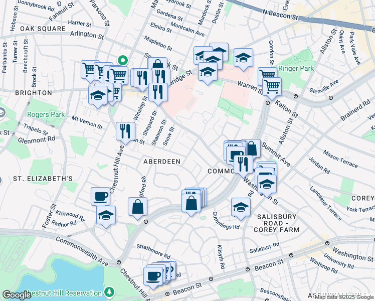 map of restaurants, bars, coffee shops, grocery stores, and more near 15 Union Street in Boston